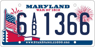 MD license plate 6AB1366