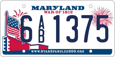 MD license plate 6AB1375