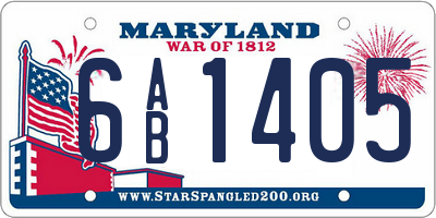 MD license plate 6AB1405
