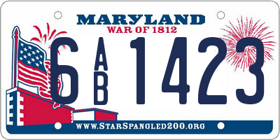 MD license plate 6AB1423