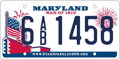 MD license plate 6AB1458