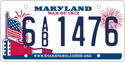 MD license plate 6AB1476