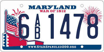 MD license plate 6AB1478