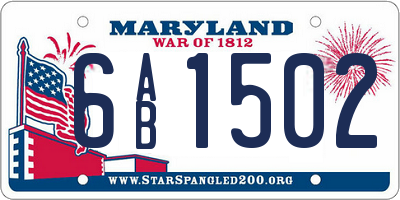 MD license plate 6AB1502