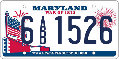 MD license plate 6AB1526