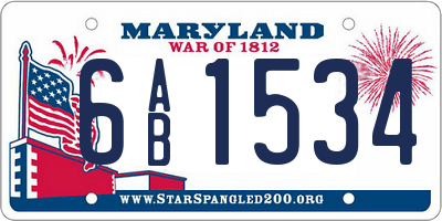 MD license plate 6AB1534