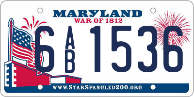 MD license plate 6AB1536