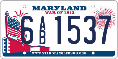 MD license plate 6AB1537