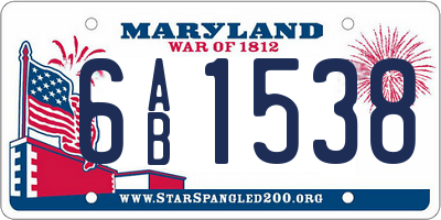 MD license plate 6AB1538