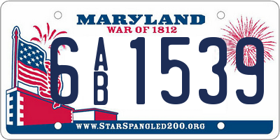 MD license plate 6AB1539