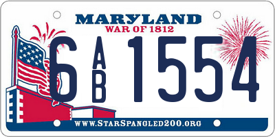 MD license plate 6AB1554