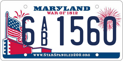 MD license plate 6AB1560