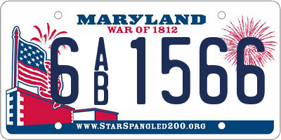 MD license plate 6AB1566