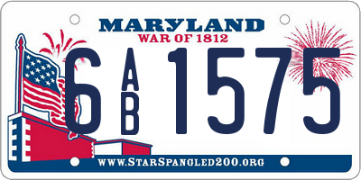 MD license plate 6AB1575