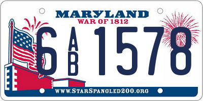 MD license plate 6AB1578