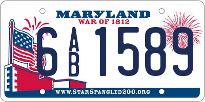 MD license plate 6AB1589