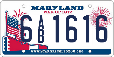 MD license plate 6AB1616