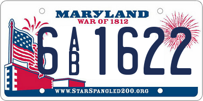 MD license plate 6AB1622