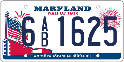 MD license plate 6AB1625
