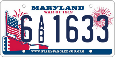 MD license plate 6AB1633