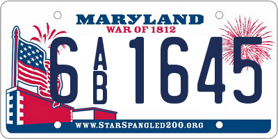 MD license plate 6AB1645