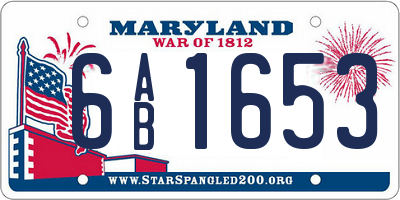MD license plate 6AB1653