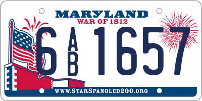 MD license plate 6AB1657