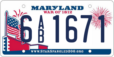 MD license plate 6AB1671