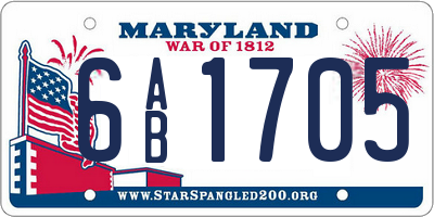 MD license plate 6AB1705