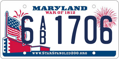 MD license plate 6AB1706