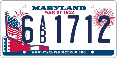 MD license plate 6AB1712