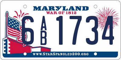 MD license plate 6AB1734