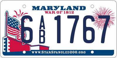 MD license plate 6AB1767