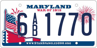 MD license plate 6AB1770