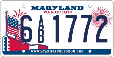 MD license plate 6AB1772