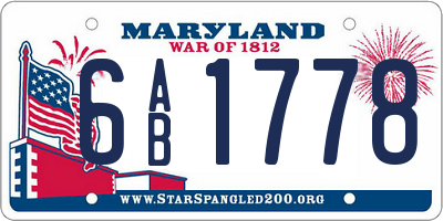 MD license plate 6AB1778