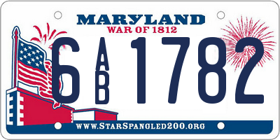 MD license plate 6AB1782