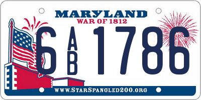MD license plate 6AB1786