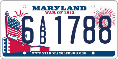 MD license plate 6AB1788