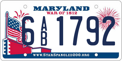 MD license plate 6AB1792