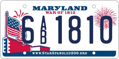 MD license plate 6AB1810
