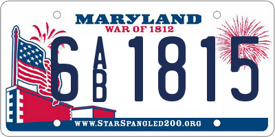 MD license plate 6AB1815