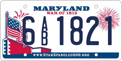 MD license plate 6AB1821