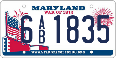 MD license plate 6AB1835