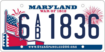 MD license plate 6AB1836