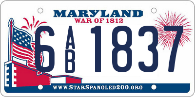 MD license plate 6AB1837