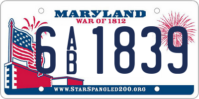 MD license plate 6AB1839