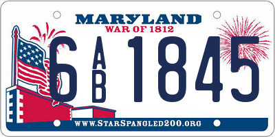 MD license plate 6AB1845