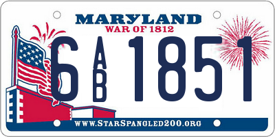 MD license plate 6AB1851