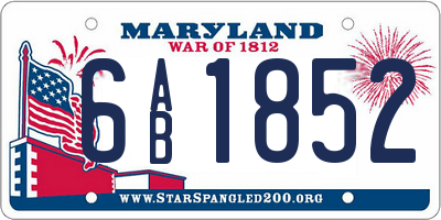 MD license plate 6AB1852